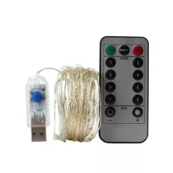 Гирлянда нить 10 м с USB-питанием и пультом - дистанционное управление, регулируемая яркость thumbnail
