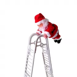 Музыкальная игрушка Дед Мороз на лестнице - светящаяся голова, мелодия Jingle Bells, компактный дизайн, подарочная упаковка thumbnail
