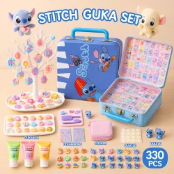 Набор для творчества Stitch Guka - 330 предметов: чемоданчик, наклейки, фигурки, аксессуары, DIY заколки, клей thumbnail