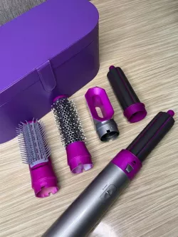 Стайлер HAIR BRUSH 5в1 для волос - Придание объема, выпрямление, 5 насадок, инфракрасный нагрев, 1000 Вт, фиолетовый thumbnail