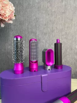 Стайлер HAIR BRUSH 5в1 для волос - Придание объема, выпрямление, 5 насадок, инфракрасный нагрев, 1000 Вт, фиолетовый thumbnail