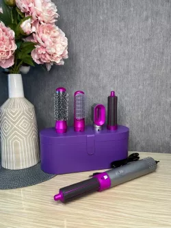 Стайлер HAIR BRUSH 5в1 для волос - Придание объема, выпрямление, 5 насадок, инфракрасный нагрев, 1000 Вт, фиолетовый thumbnail