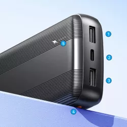 Портативный аккумулятор AWEI P20K 10000mAh - 2 USB, Type-C, 2.4A, индикатор, черный thumbnail