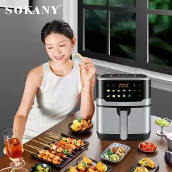 Аэрофритюрница Sokany SK 10085 - 2200W, сенсорное управление, 12л, LED-дисплей, антипригарное покрытие, многофункциональная thumbnail