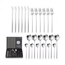 Набор столовых приборов Kitchen Ware - 24 предмета, нержавеющая сталь, 6 персон, подходит для посудомоечной машины thumbnail