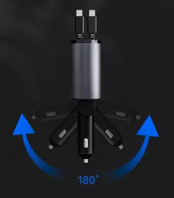 Автомобильное зарядное устройство 4в1 - Быстрая зарядка QC 3.0/PD, 2 порта (USB/Type-C), кабели Lightning/Type-C в комплекте thumbnail