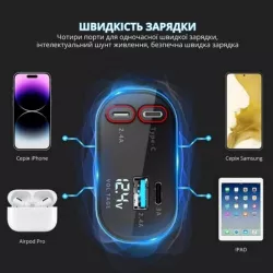 Автомобильное зарядное устройство 4в1 - Быстрая зарядка QC 3.0/PD, 2 порта (USB/Type-C), кабели Lightning/Type-C в комплекте thumbnail