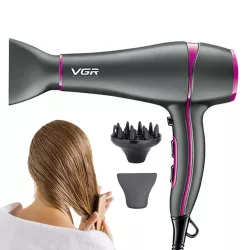 Фен для волос VGR V-402 - 2200 Вт, с насадками и диффузором, 3 температурных режима, 2 скорости, подача холодного воздуха thumbnail