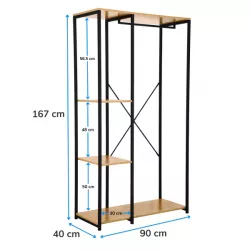 Металлический открытый стеллаж с полками - 167x90x40см, устойчивость с Х-образной стяжкой, защита полов, идеален для гостиниц и аренды thumbnail