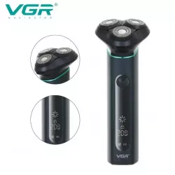 Аккумуляторная электробритва VGR V-310 - Три головки, водостойкость IPX7, LED-дисплей, автономность 200 минут thumbnail