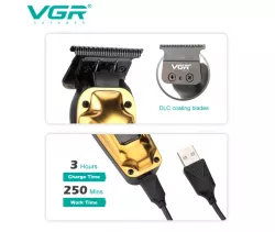 Аккумуляторная машинка для стрижки VGR V-904 GOLD - 2000 мАч, LED-дисплей, 4 насадки, автономность 250 мин thumbnail