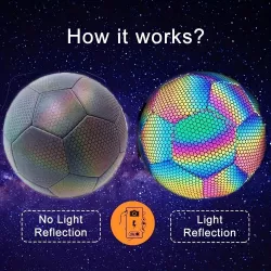 Светоотражающий футбольный мяч BRIGHT - Высокая плотность, флуоресцентные материалы, герметичность, для детей и взрослых thumbnail
