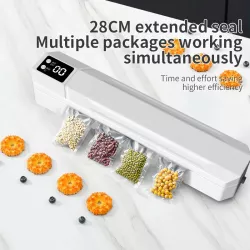 Вакуумный упаковщик Vacuum Sealer 50 Вт - Сенсорный экран, 62 кПа, 28 см шов, Компактный, Белый thumbnail