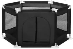 Детский манеж Malatec 126x109x65,5 см - прочная нержавеющая сталь, легкая сборка, черный thumbnail