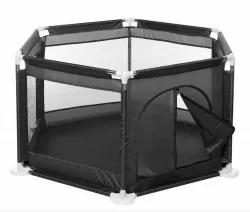 Детский манеж Malatec 126x109x65,5 см - прочная нержавеющая сталь, легкая сборка, черный thumbnail
