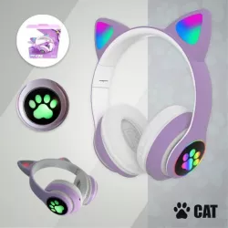 Беспроводные наушники Cat STN-28 с кошачьими ушками - Bluetooth 5.0, FM-радио, MP3-плеер, LED-подсветка, до 10 часов работы thumbnail