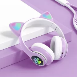 Беспроводные наушники Cat STN-28 с кошачьими ушками - Bluetooth 5.0, FM-радио, MP3-плеер, LED-подсветка, до 10 часов работы thumbnail