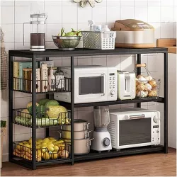 Кухонная полка-органайзер XS-W56B - 3 яруса, 100x30x80см, стальной каркас, МДФ thumbnail
