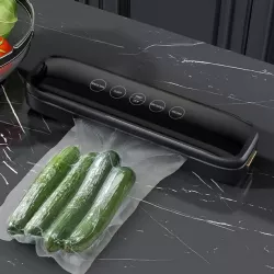 Кухонный вакуумный упаковщик Vacuum Sealer Model 10 - 120 Вт, вакуум и герметизация, 10 пакетов в комплекте, черный, 33х8,5х6 см thumbnail