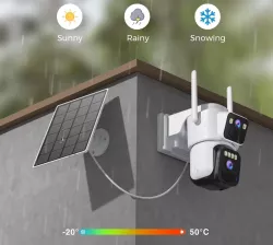 Поворотная WiFi камера 4K с двумя линзами и солнечной панелью - 8MP, IP66, ночной режим, автономная работа, push-уведомления thumbnail
