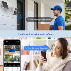 Поворотная WiFi камера 4K с двумя линзами и солнечной панелью - 8MP, IP66, ночной режим, автономная работа, push-уведомления thumbnail