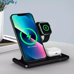 Зарядная станция 3в1 - Беспроводное зарядное устройство для смартфонов, умных часов, наушников, Qi, 23W, Type C thumbnail