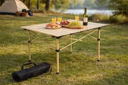 Складной туристический стол Profi Camp 120x60 см - алюминиевый, легкий, с чехлом для переноски, бежевый thumbnail