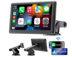 Беспроводной автомобильный экран CarPlay - 7-дюймовый сенсорный HD-экран, поддержка Apple CarPlay и Android Auto, Bluetooth 5.1, FM и AUX, голосовое управление thumbnail