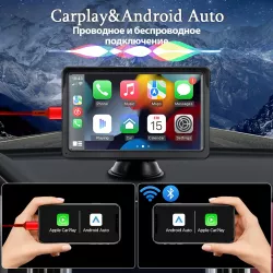 Беспроводной автомобильный экран CarPlay - 7-дюймовый сенсорный HD-экран, поддержка Apple CarPlay и Android Auto, Bluetooth 5.1, FM и AUX, голосовое управление thumbnail