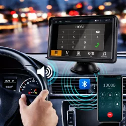 Беспроводной автомобильный экран CarPlay - 7-дюймовый сенсорный HD-экран, поддержка Apple CarPlay и Android Auto, Bluetooth 5.1, FM и AUX, голосовое управление thumbnail