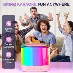 Портативная Bluetooth-колонка T7 - Караоке с LED-подсветкой и 2 микрофонами, шумоподавление, смена голосов, до 12 часов работы thumbnail