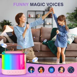 Портативная Bluetooth-колонка T7 - Караоке с LED-подсветкой и 2 микрофонами, шумоподавление, смена голосов, до 12 часов работы thumbnail