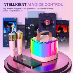Портативная Bluetooth-колонка T7 - Караоке с LED-подсветкой и 2 микрофонами, шумоподавление, смена голосов, до 12 часов работы thumbnail