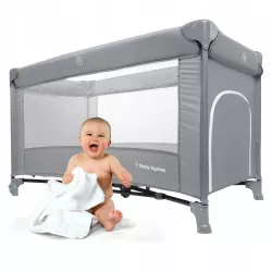 Складная детская кроватка-манеж Moby-System Happy Traveller Basic - с матрасом, колесиками, боковым входом, 126 x 66 см thumbnail