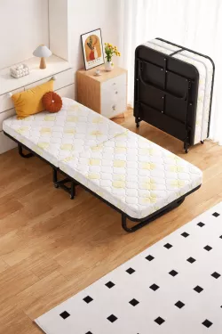 Складная кровать с матрасом на колесах - 190x70x41cm, пена 80мм, стальная рама, быстрая сборка thumbnail