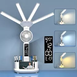 Аккумуляторная LED лампа 3в1 с вентилятором - 3200мАч, сенсорное управление, USB-дисплей, органайзе thumbnail
