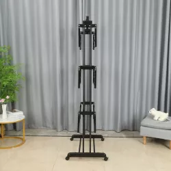 Трехъярусная сушилка для белья на колесиках - Металл, до 30 кг, 170x126x64 см, Черная thumbnail