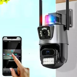 Уличная 4G камера видеонаблюдения 8MP с двумя объективами - Поворотная, Zoom, IP66, Ночное видение thumbnail