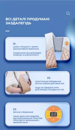 Массажер для шеи и спины RETTER Impulse G6 - Электрический, с подогревом, 3 режима, защита от перегрева thumbnail