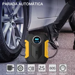 Портативный воздушный компрессор 12 В 150 PSI - цифровой ЖК-дисплей, автоотключение, LED-фонарь, 3 адаптера thumbnail