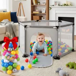 Складной детский манеж 120x100x55 см - Серый, Игровой, Легко чистится, Максимальная нагрузка 50 кг thumbnail