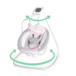 Электронные детские качели-шезлонг Ingenuity SimpleComfort 2в1: 6 скоростей, вращение 180°, 8 мелодий, питание от сети thumbnail