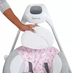 Электронные детские качели-шезлонг Ingenuity SimpleComfort 2в1: 6 скоростей, вращение 180°, 8 мелодий, питание от сети thumbnail