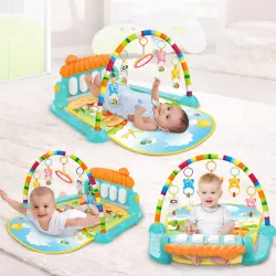 Игровой коврик Piano Fitness Rack 3в1 - коврик, дуга с игрушками, музыкальное пианино, развивающий центр для малышей с рождения thumbnail