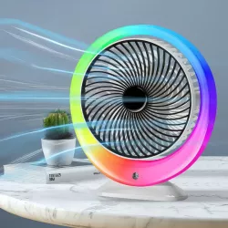 Настольный вентилятор-увлажнитель с LED-подсветкой - 3 скорости, USB Type-C зарядка, 1200 мАч thumbnail