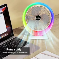 Настольный вентилятор-увлажнитель с LED-подсветкой - 3 скорости, USB Type-C зарядка, 1200 мАч thumbnail