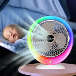 Настольный вентилятор-увлажнитель с LED-подсветкой - 3 скорости, USB Type-C зарядка, 1200 мАч thumbnail
