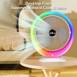 Настольный вентилятор-увлажнитель с LED-подсветкой - 3 скорости, USB Type-C зарядка, 1200 мАч thumbnail