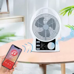 Портативный вентилятор Solar с USB и Bluetooth: MP3, FM-радио, LED-подсветка, 2 скорости, 5500 мАч аккумулято thumbnail