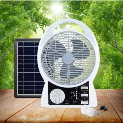 Портативный вентилятор Solar с USB и Bluetooth: MP3, FM-радио, LED-подсветка, 2 скорости, 5500 мАч аккумулято thumbnail